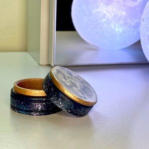 Tiny Hand Painted Moon Galaxy Ring Box